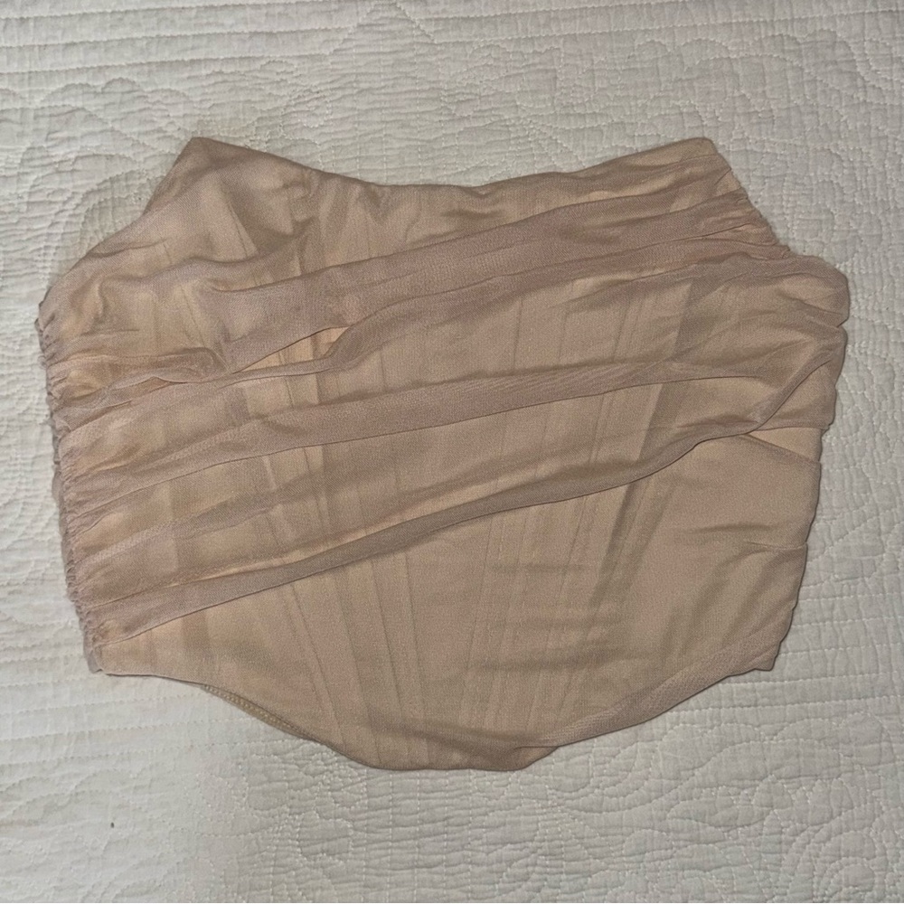 Beige Ruched Structured Tube Top